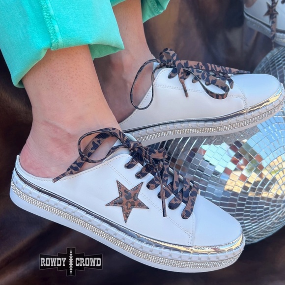 NEW!! Rowdy Crowed Silver Sneaker Slides Platform Bling Star Slides Szs 7,8 & 9 - Picture 3 of 5